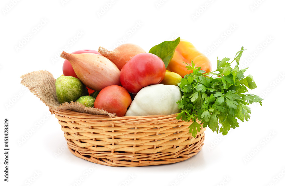 Different ripe vegetables in the cart.