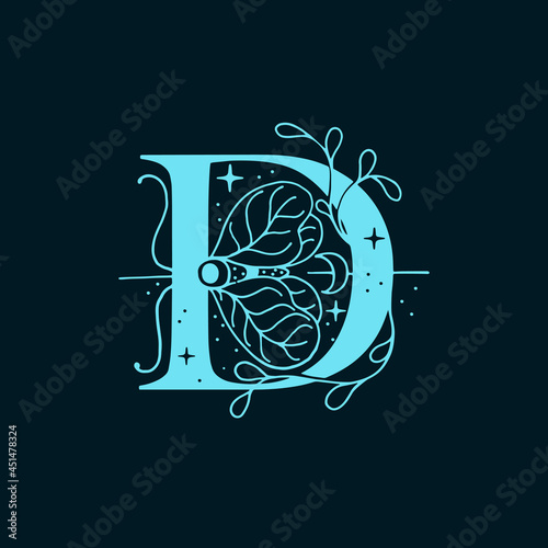 Quadro su tela D letter logo in the astrological style.