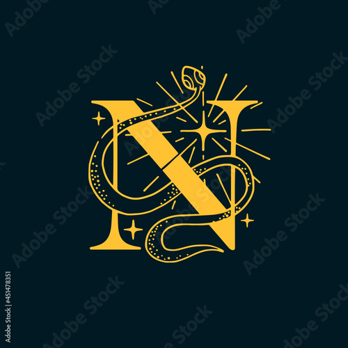 N letter logo in the astrological style.