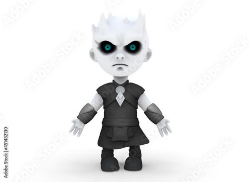 Photography Horror cartoon character white walkers ona white background 3D-Rendering