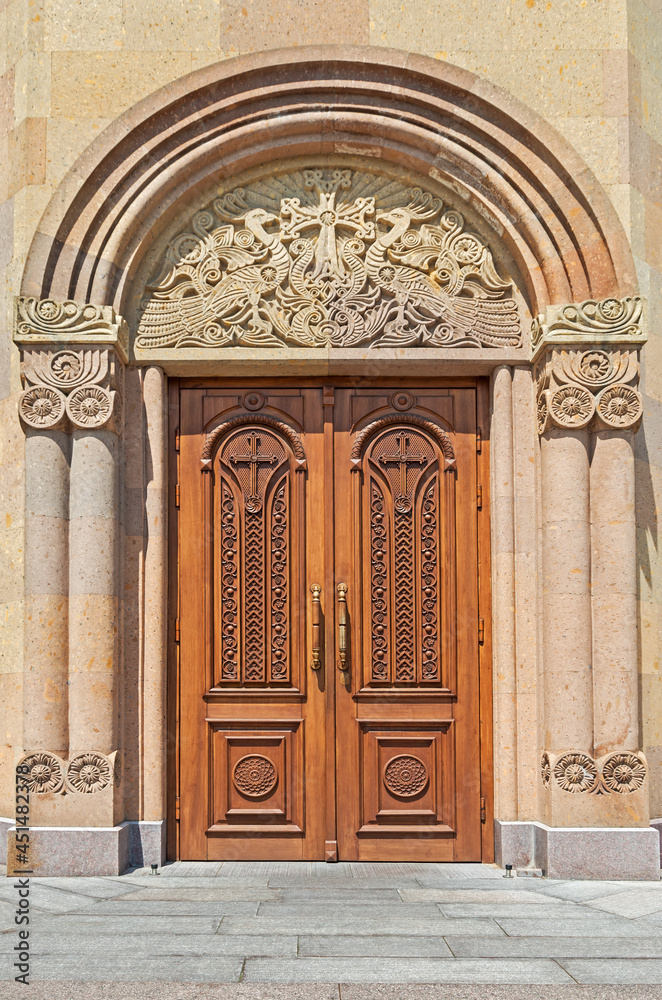Central entrance doors to church