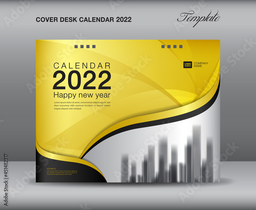 Cover design for Desk calendar 2022 template on gold backgrounds luxurious concept, cover calendar 2022 design, planner, printing graphic, advertisement, creative Golden cover design, vector eps10