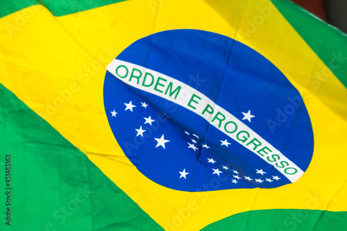 flag of brazil outdoors in Rio de Janeiro.