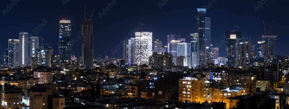 Tel Aviv And Ramat Gan Skyline At Night, Tel Aviv Cityscape, Israel Stock  Photo | Adobe Stock