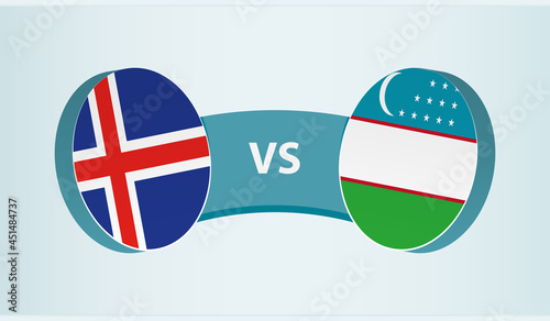 Iceland versus Uzbekistan, team sports competition concept.