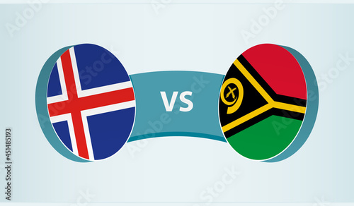 Iceland versus Vanuatu, team sports competition concept.