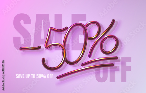Up To 50 off sale banner, promotion flyer, marketing label. Vector