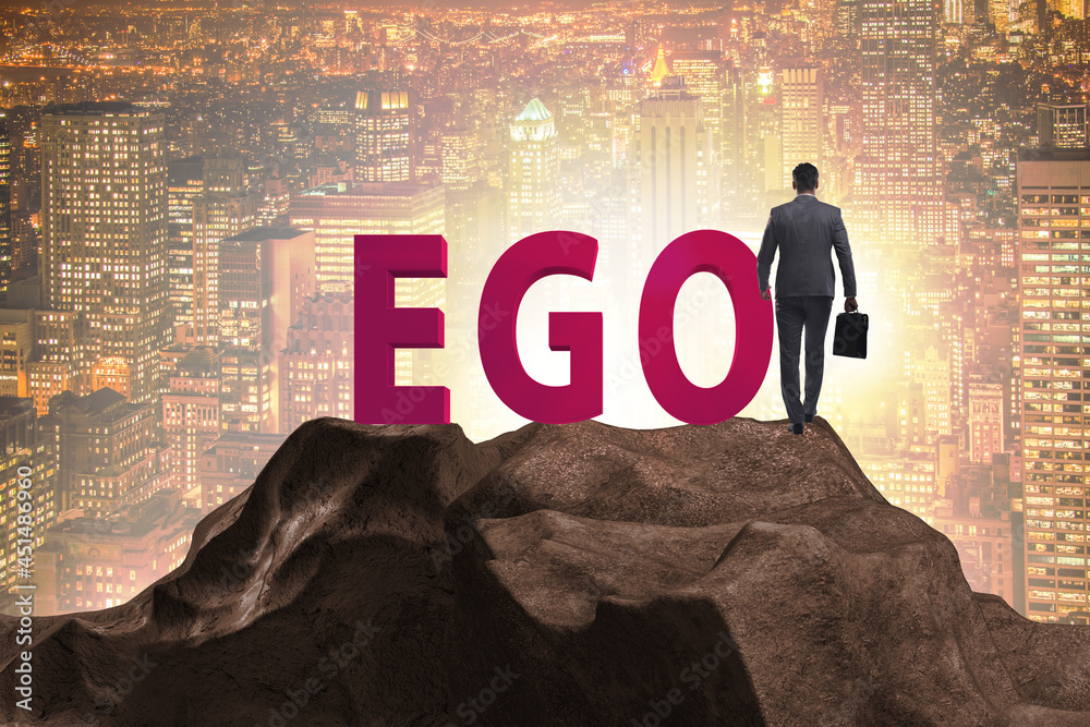 Concept of ego with businessman - obrazy, fototapety, plakaty 