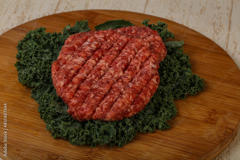 Raw beef burger cutlet for cooking Raw beef burger cutlet for cooking