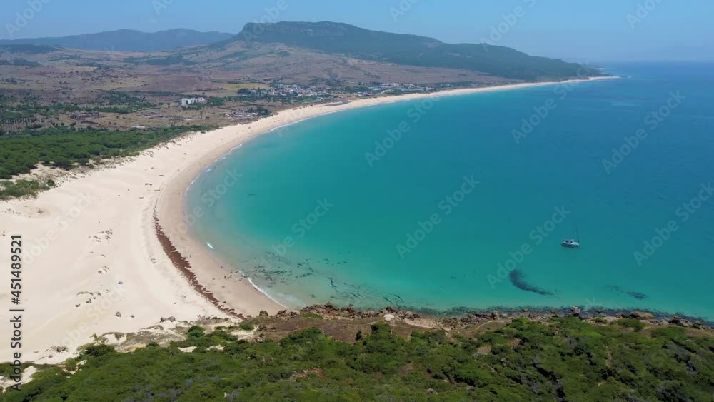 Aerial view with drone of Bolonia beach in Cadiz Aerial view with drone of Bolonia beach in Cadiz