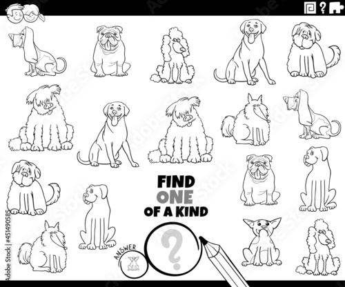 one of a kind game with pedigree dogs coloring book page