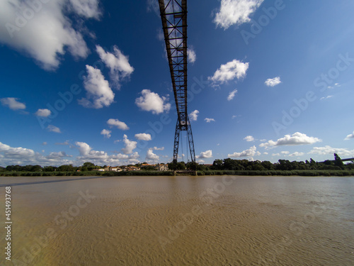 View of Transporter bridge across Usk River in Newport, South Wales photo