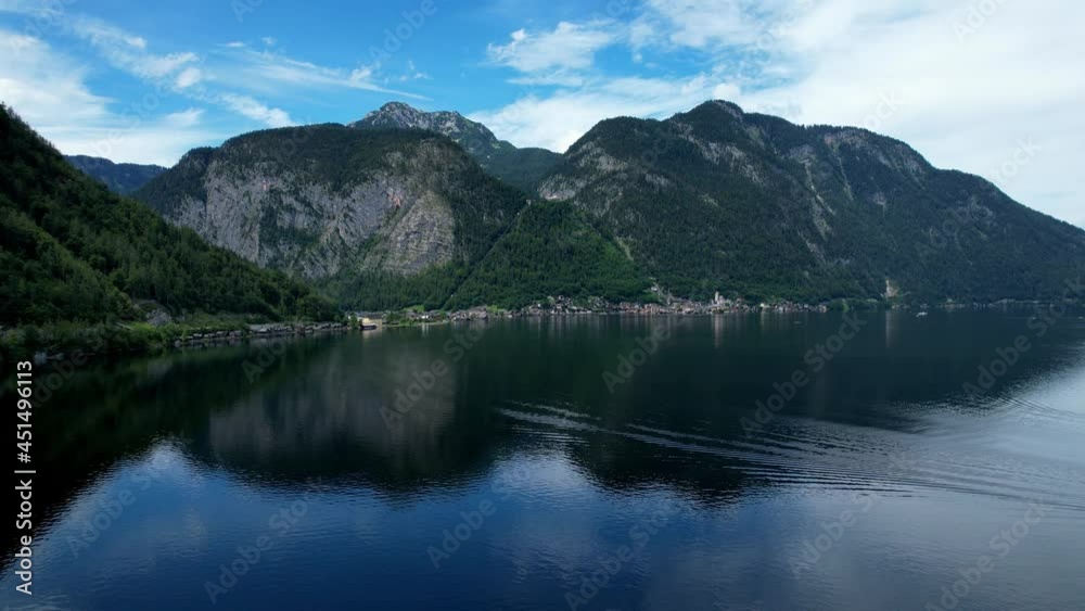 Beautiful Lake Hallstatt in Austria - travel photography by drone Beautiful Lake Hallstatt in Austria - travel photography by drone