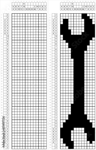 Spanner Wrench Icon Nonogram Pixel Art M_2108001