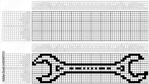 Spanner Wrench Icon Nonogram Pixel Art M_2108002