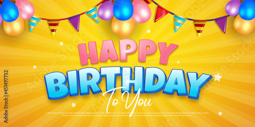 Happy birthday celebration banner with party decoration