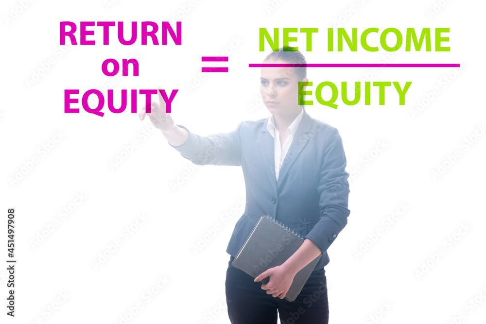 Businesswoman in return on equity concept