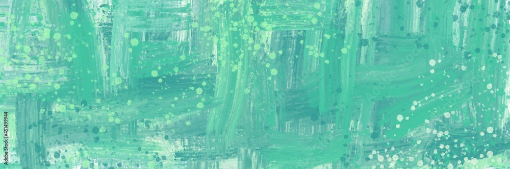 Fototapeta premium Unique abstract painting art with teal blue and green oil paint brush for presentation, card background, wall decoration, or t-shirt design