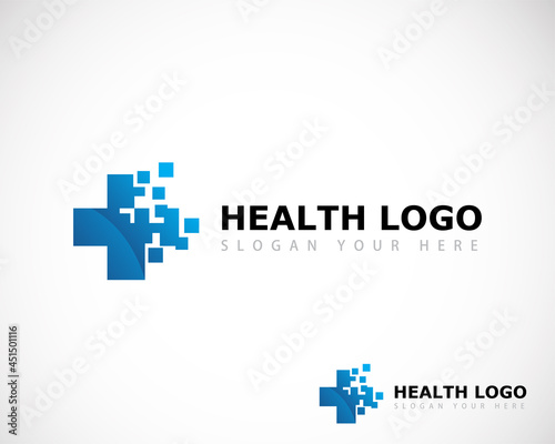 health logo creative color modern medical plus design concept digital pixel tech