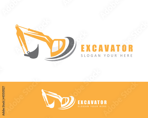 excavator logo creative design template emblem illustration vector