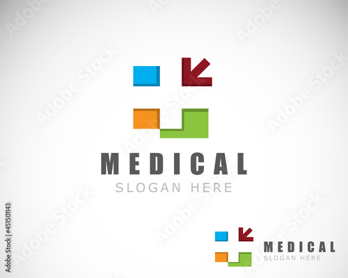 medical logo creative arrow design concept clinic health solution up sign symbol abstract