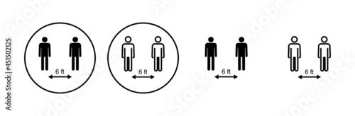 Social distance icon set. social distancing icon. self quarantine sign