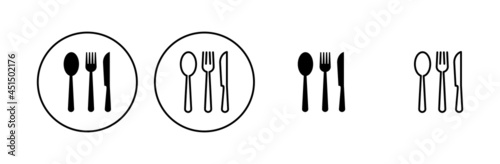 spoon and fork icon set. spoon, fork and knife icon vector. restaurant icon