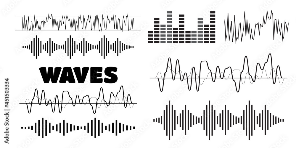 Sound waves concept. Sound waves vector. Sound waves sign and symbol in flat style