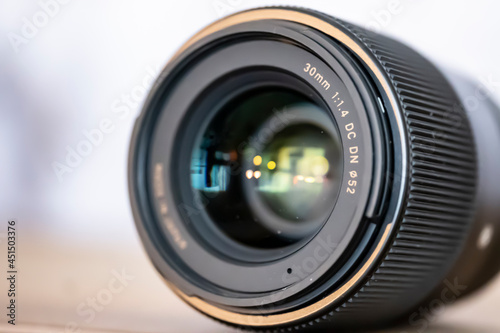 Close up of a Mirrorless camera lens