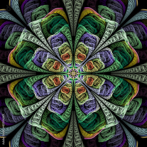 Abstract fractal mandala  computer-generated illustration.