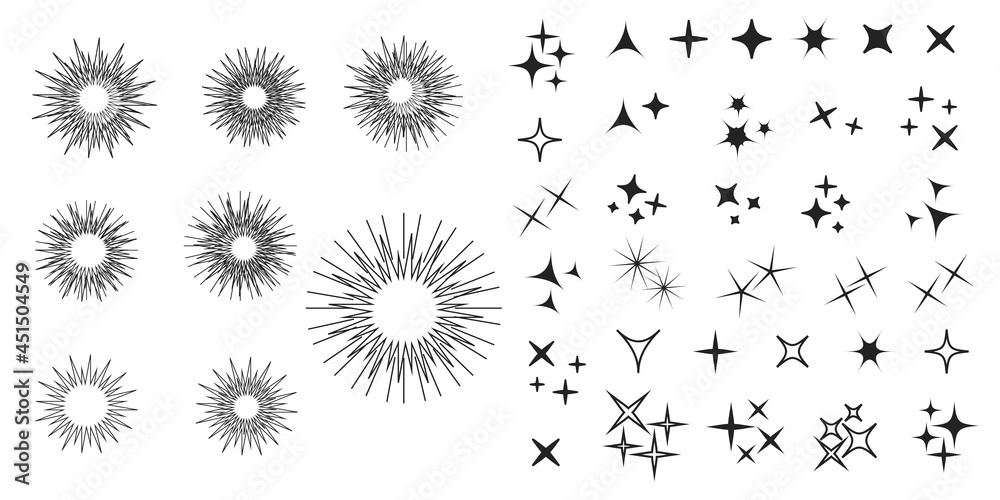 Obraz premium Stars burst elements. Star effect, explosion fireworks vector