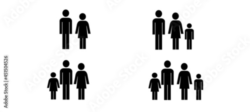 figurines of people pictogram, family signs, men, women and children isolated on a white background
