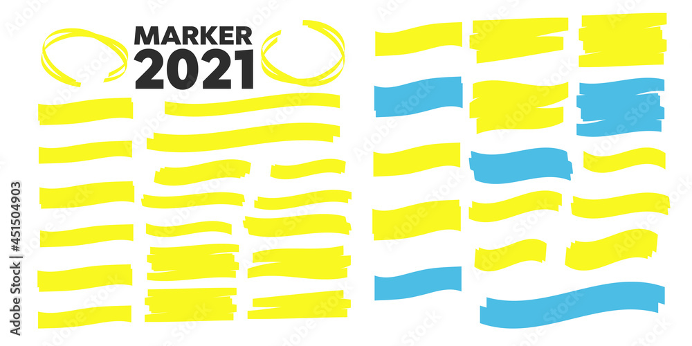 Yellow highlight marker lines. Highlighter strokes and drawing design. Yellow highlight marker lines. Highlighter strokes and drawing design.