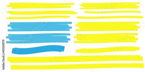 Yellow highlight marker lines. Highlighter strokes and drawing design.