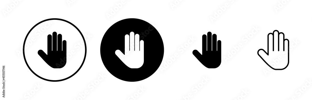 Stop icons set. Hand symbol. Hand icon vector Stop icons set. Hand symbol. Hand icon vector