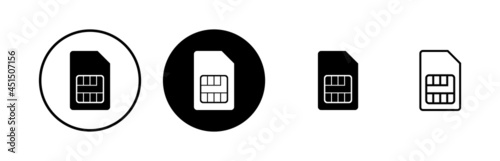 Sim card icons set vector. Mobile slot icon. Mobile cellular phone sim card chip.
