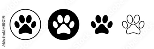 Paw icons set. Paw Print icon