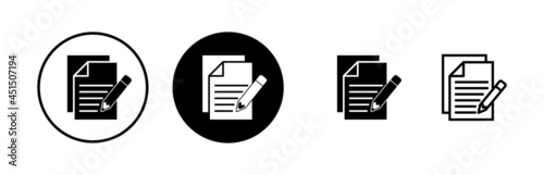 Note icons set. Taking note icon vector. Edit line icon. Document write. Content writing