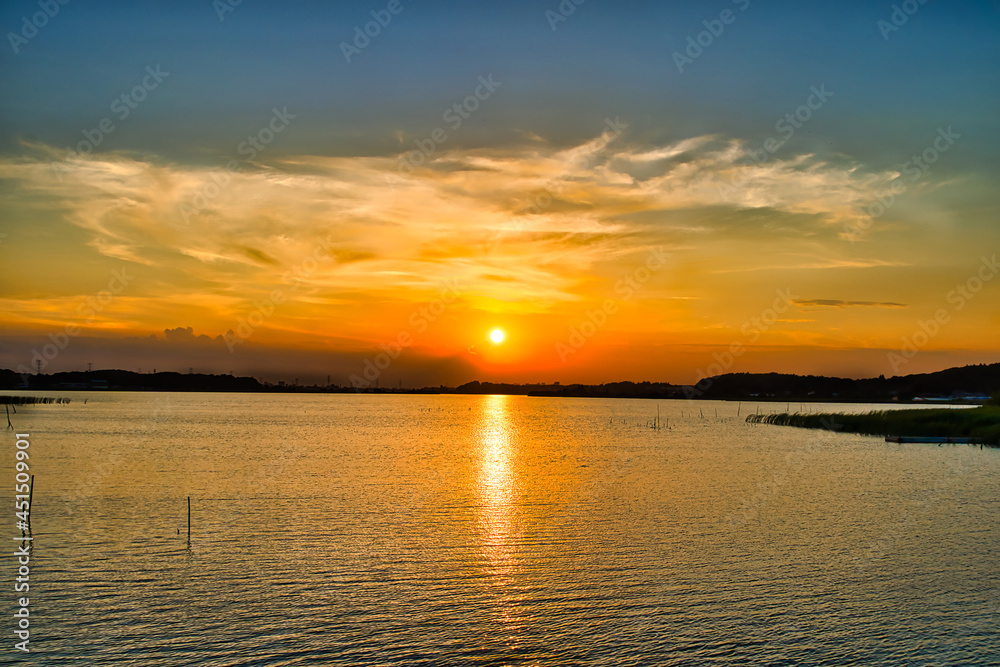 手賀沼の夕焼け