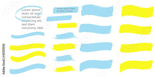 Marker marks. Yellow marker text selection vector