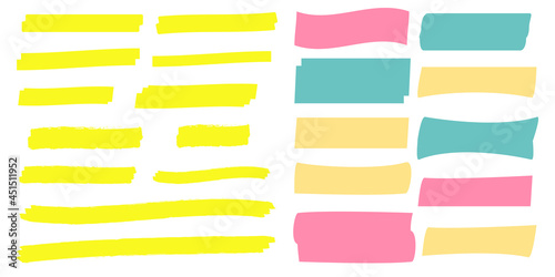 yellow colored highlighter. Brush pen underline. Yellow watercolor hand drawn highlight