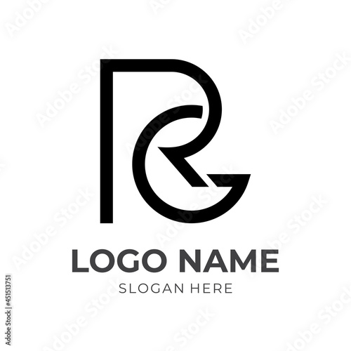 monogram RG logo template with line black color style