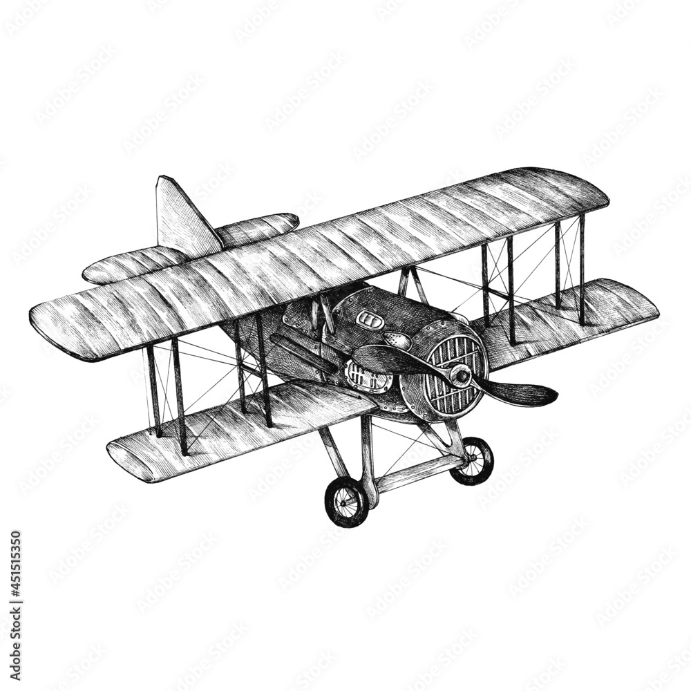 Fotografie Hand drawn ATR plane isolated on backgrond