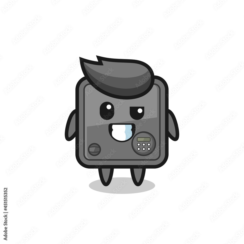 cute safe box mascot with an optimistic face