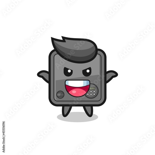 the illustration of cute safe box doing scare gesture