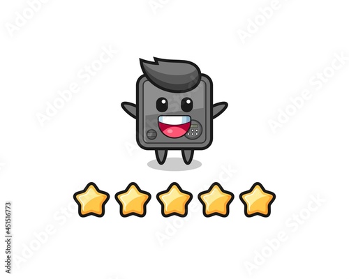 the illustration of customer best rating, safe box cute character with 5 stars © heriyusuf