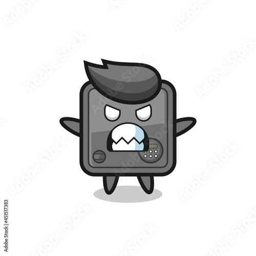 wrathful expression of the safe box mascot character