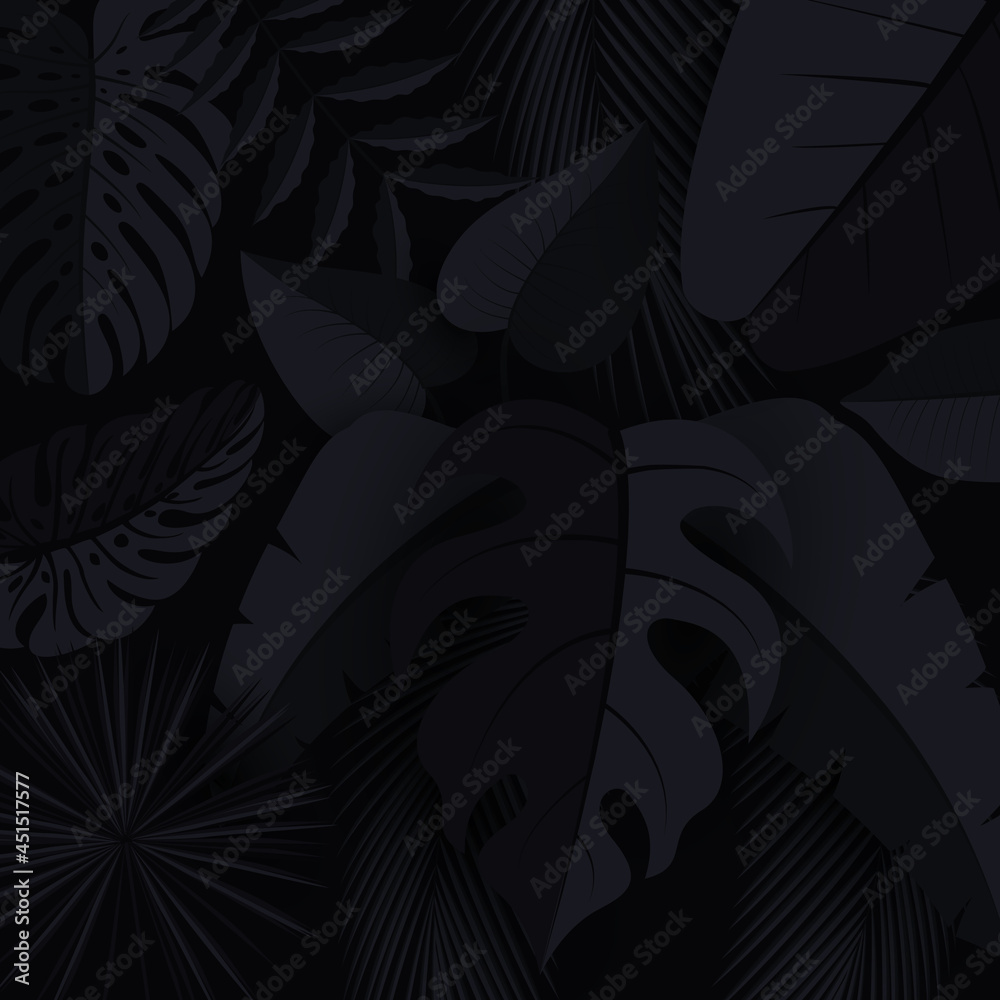 Dark tropical background with jungle plants Dark tropical background with jungle plants