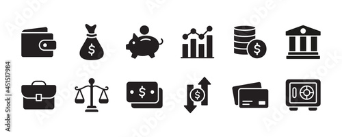 Finance icon set. Vector graphic illustration. Suitable for website design, logo, app, template, and ui.