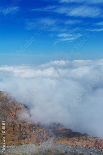 Mountain ridge in the clouds